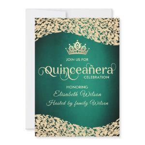 Chic Emerald green gold damask  tiara Quinceañera