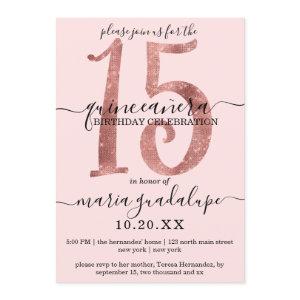 Chic Faux Rose Gold Glitter Blush Pink Quinceañera