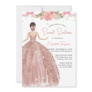 Chic Floral Rose Gold Dress Sweet 16 Birthday