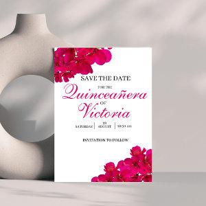 Chic Fuchsia & Hot Pink Roses Quinceañera Save The Date