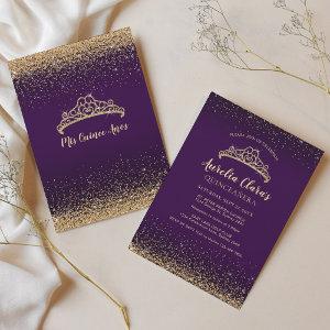 Chic Glam Purple Gold Glitter Tiara Quinceanera