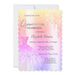 Chic Glitter Drips,Dress Ombre Quinceañera