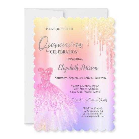 Chic Glitter Drips,Dress Ombre Quinceañera