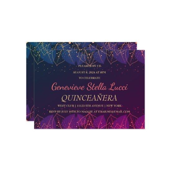 Chic Gold Botanical Quinceañera Party