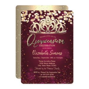 Chic Gold Dots,Tiara Burgundy Quinceañera