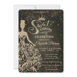 Chic Gold Glitter Dress,Tiara Quinceañera
