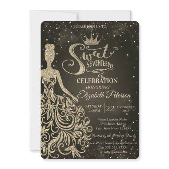 Chic Gold Glitter Dress,Tiara Quinceañera