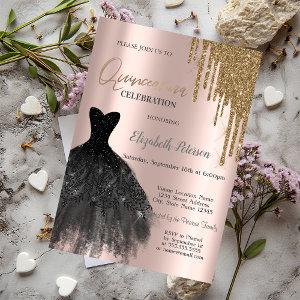 Chic Gold Glitter Drips,Dress 15th Birthday