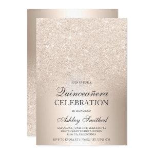 Chic gold glitter ombre metallic foil Quinceañera