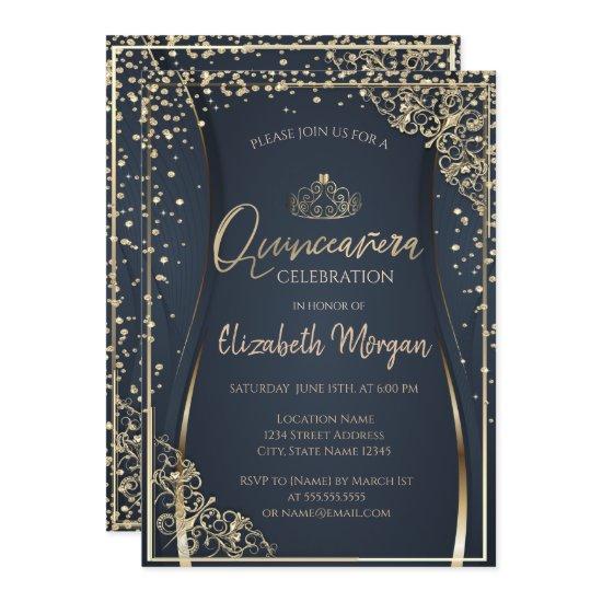 Chic Gold Tiara,Diamonds Quinceañera