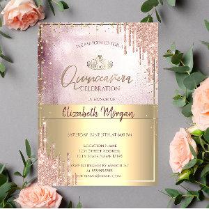 Chic Gold Tiara,Diamonds Rose Gold Glitter Drips