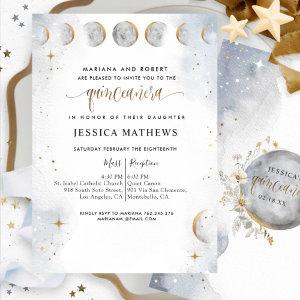 Chic Gold, White and Silver Celestial Quinceañera