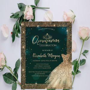 Chic Green Gold Dress Tiara,Diamonds Quinceañera