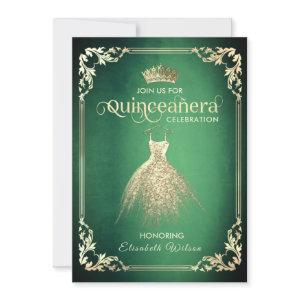 Chic green luxury gold dress tiara Quinceañera   I