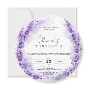 Chic Lavender Watercolor Modern Photo Quinceanera