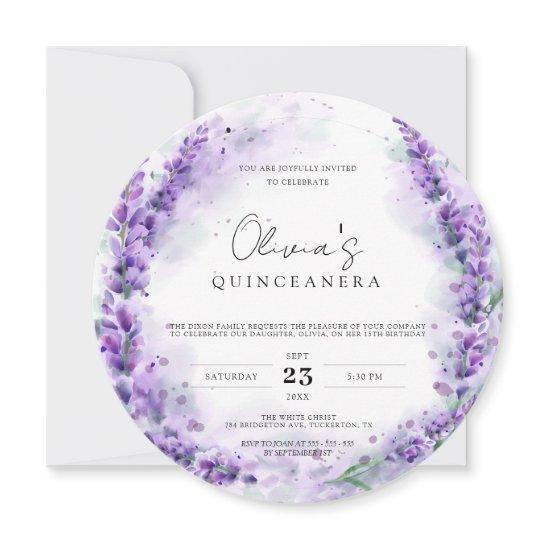 Chic Lavender Watercolor Modern Photo Quinceanera