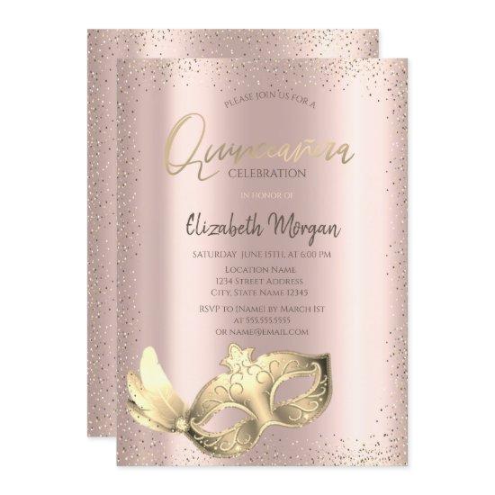 Chic Masque,Confetti Rose Gold Quinceañera