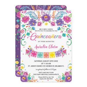 Chic Mexican Floral Flowers Quinceañera 15 Anos