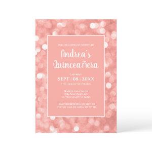 Chic Modern Elegant Pink Bokeh Lights Quinceañera