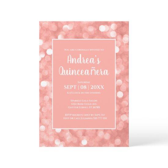 Chic Modern Elegant Pink Bokeh Lights Quinceañera