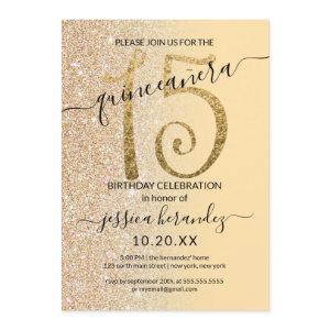 Chic Modern Yellow Gold Glitter Ombre Quinceañera
