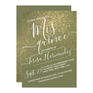 Chic Olive Green Sparkly Glitter Ombre Quinceañera