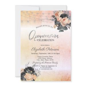 Chic Orange Roses String Lights Quinceanera