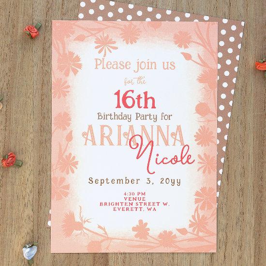 Chic Peach Beige Flowers Polka Dots Birthday Party