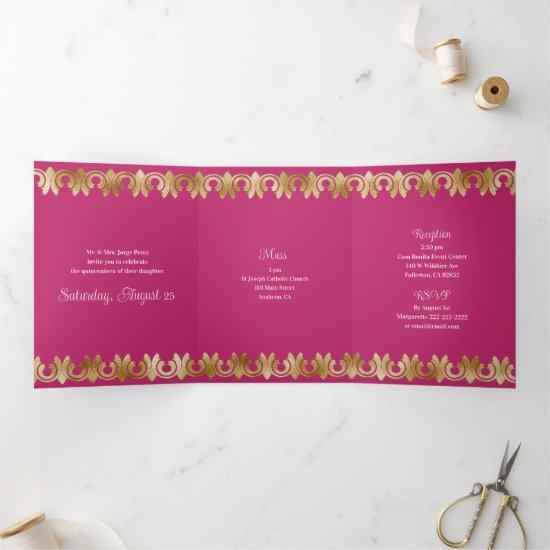 Chic Pink with Gold Quinceanera Party