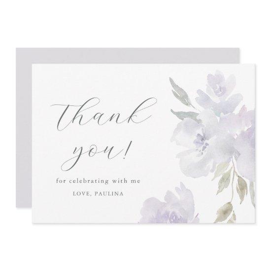 Chic Purple Floral Birthday Quinceañera Thank You