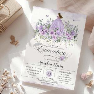 Chic Purple Lilac Floral Girl Dress Quinceañera XV