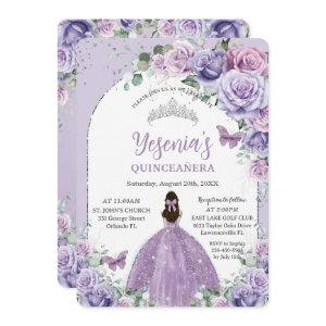 Chic Purple Lilac Floral Quinceañera Silver Arch