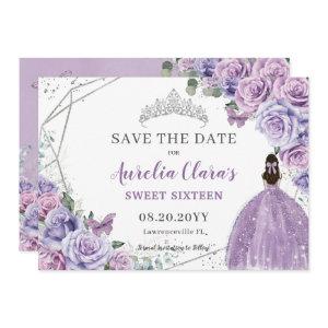Chic Purple Lilac Floral Quinceanera Sweet Sixteen Save The Date