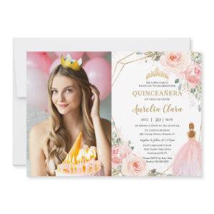 Chic Quinceañera Blush Pink Floral 15 Anos Photo