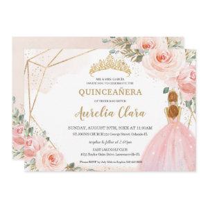 Chic Quinceañera Blush Pink Floral Tiara Birthday