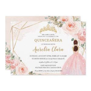 Chic Quinceañera Blush Pink Floral Tiara Birthday