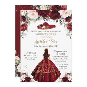 Chic Quinceañera Burgundy Blush Floral Charro Hat