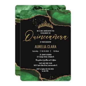 Chic Quinceañera Emerald Green Agate Marble