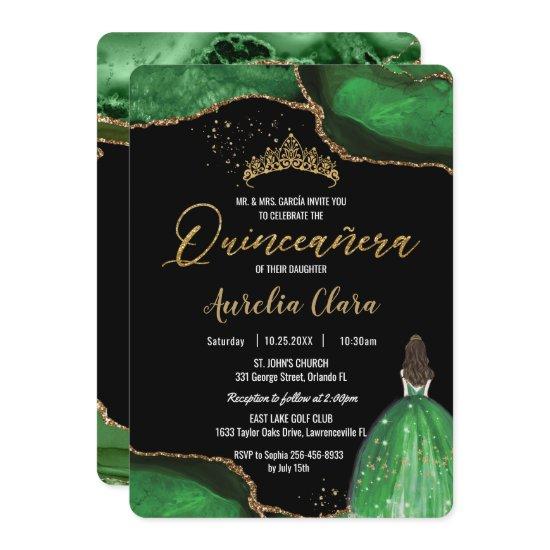 Chic Quinceañera Emerald Green Agate Princess