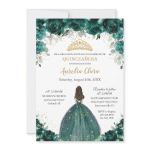 Chic Quinceañera Emerald Green Floral Princess