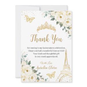 Chic Quinceañera Ivory Floral Eiffel 16th Birthday Thank You Card