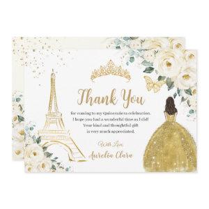Chic Quinceañera Ivory Floral Paris 16th Birthday  Thank You Card