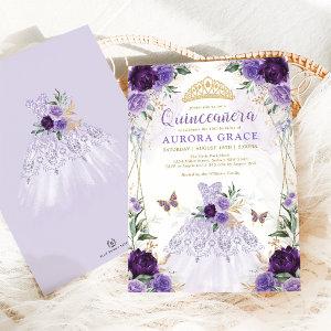 Chic Quinceañera Princess Dress Purple Floral