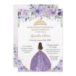 Chic Quinceañera Purple Lilac Floral Princess
