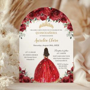 Chic Quinceañera Red Floral Roses Princess Arch