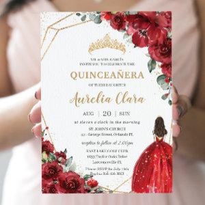 Chic Quinceañera Red Roses Flowers Floral Princess
