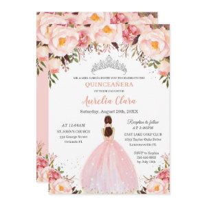 Chic Quinceañera Soft Blush Floral Princess Silver