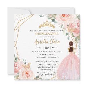 Chic Quinceañera Soft Blush Pink Floral Tiara
