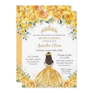 Chic Quinceañera Yellow Floral Princess Birthday