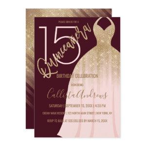 Chic Red Gold Glitter Princess Dress Quinceanera